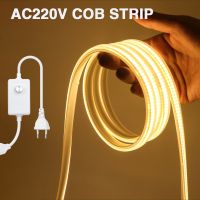 COB LED Strip AC 220V Waterproof 288Leds/M Warm/Natural/Cool White Garden Decor Flexible Ribbon Tape FOB Light Strip