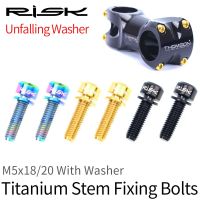 RISK 6PCSlot M5*1820mm Bicycle Stem Bolts with Washers Titanium Alloy Cycling Mountain Bike Screws + Gasket M5x18mm M5x20mm