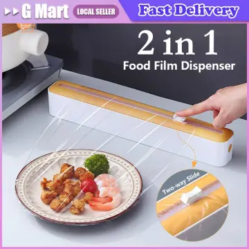 1pc 2 In 1 Plastic Wrap Dispenser Cling Film Dispenser Cutter