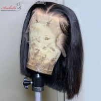 13x6 Lace Frontal Wig 100 Human Hair Wigs Bob Pre Plucked Bleached Knots Arabella Remy Straight Lace Front Bob Wig [ Hot sell ] Decoration Center