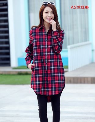 เสื้อเชิ้ตเสื้อลายสก็อตยาวติดกระดุมสำหรับผู้หญิง,เสื้อทรงหลวมลำลองแขนยาวเกาหลีใหม่ฤดูใบไม้ร่วง2020