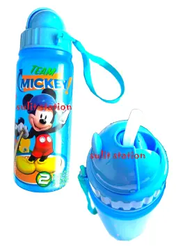 Disney Kids Water Bottles 450ml Minnie Mickey Mouse Cartoon Cups with Straw  Captain Sport Bottles Girls