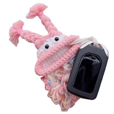 dvvbgfrdt Cartoon Animal Pull Key Case Cute Sausage Mouth Car Key Hider Handmade Crochet Keychains Sausage Mouth Key Cover For Home Keys