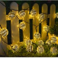 [Ricky Lighting] Led Wrought Iron โมร็อกโก Gold Silver Ball Light String ตกแต่งสวนโคมไฟคริสต์มาส String Light Fairy Light Lighting