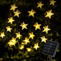 {Best-selling party decoration} ไฟพลังงานแสงอาทิตย์กลางแจ้งสำหรับตกแต่งสวนไฟ LED Star String ไฟ Fairy Garlands สำหรับวันหยุดคริสต์มาสปาร์ตี้ Yard Decor