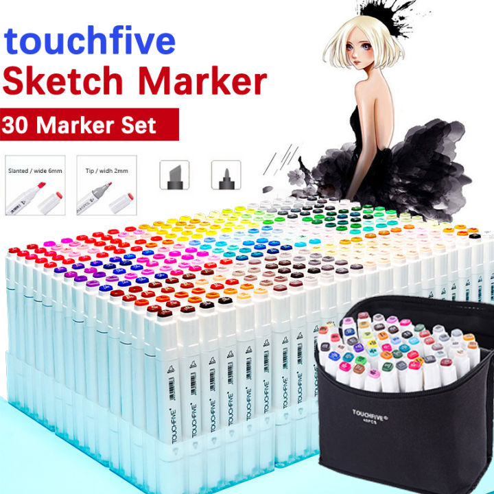 TOUCHFIVE 168/120/80 Colors Single Art Markers Brush Pen Sketch Alcohol  Based Markers Dual Head Manga Drawing Pens Art Supplies