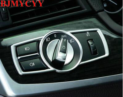BJMYCYY Car Headlight Switch frame decorative cover trim Car styling 3D sticker decal For BMW 57 series 5GT X3 F25 X4 F26 E60
