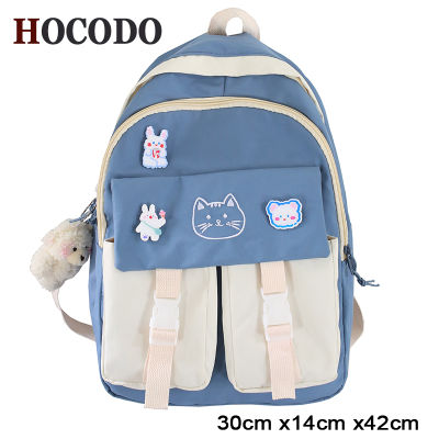 HOCODO Kawaii Large Capacity Backpack Women Multi-Pocket School Bag For Teens Waterproof Student Bag Ladies Travel Shoulder Bag