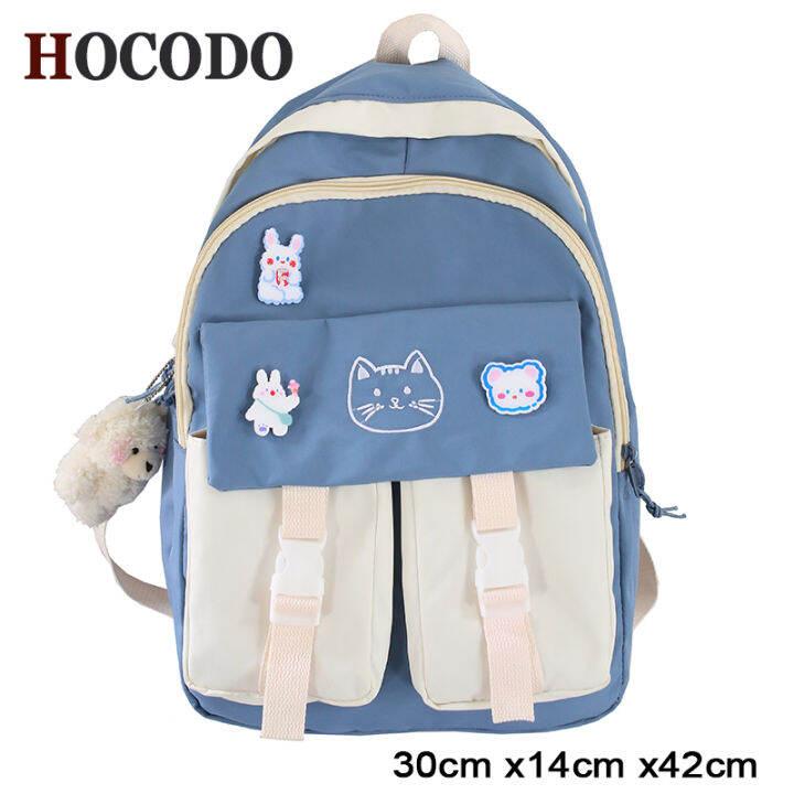 hocodo-kawaii-large-capacity-backpack-women-multi-pocket-school-bag-for-teens-waterproof-student-bag-ladies-travel-shoulder-bag