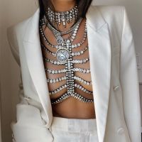 【YF】 Stonefans Trendy Zircon Hollow Bras Chain Necklace Jewelry Luxury Accessories Bikinis Rhinestone Harness Chest Multi Layer