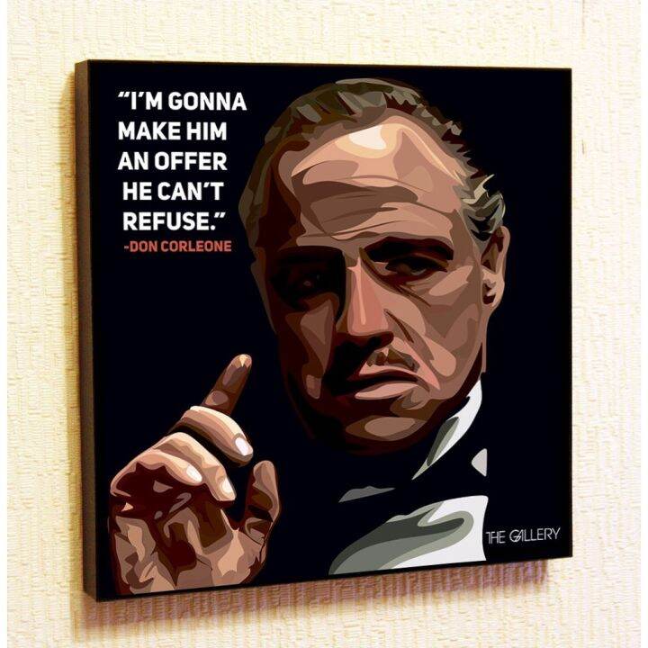 Don Corleone เจ้าพ่อศิลปินภาพยนตร์ตกแต่งคำพูดที่สร้างแรงบันดาลใจภาพสติก