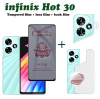 3in1 Infinix ฟิล์มเซรามิคติดกระจกป้องกันการสอดแนม30นิ้วฟิล์มฟิล์มกระจก iPhone X พร้อม Privacy ร้อน30i และฟิล์มด้านหลัง Infinix ฟิล์มปกป้องหน้าจอ30เล่น + ฟิล์มเลนส์ + ฟิล์มด้านหลัง