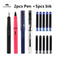 Jinhao 5ชิ้นหมึกสีฟ้า2ชิ้นปากกาหมึกซึมสำนักงานธุรกิจเครื่องเขียนในโรงเรียนนักเรียนอุปกรณ์ปากกาหมึก