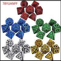 78YUANFF D12 D20 7-Die สำหรับ TRPG DND สีรุ้ง อุปกรณ์เสริมเกม กลิตเตอร์ ชุดลูกเต๋า