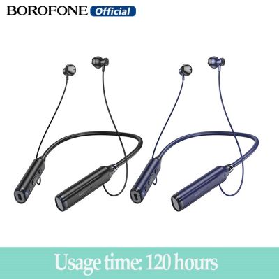 [ใช้เวลา 120 ชั่วโมง] BOROFONE BE64 คอชุดหูฟังบลูทู ธ BT5.3 การดูดซับแม่เหล็กแขวนคอในหูไมโครโฟนสเตอริโอกีฬาหูฟังสนับสนุนบลูทู ธ TF การ์ดเล่นมาร์ทโฟนทั้งหมด Universal