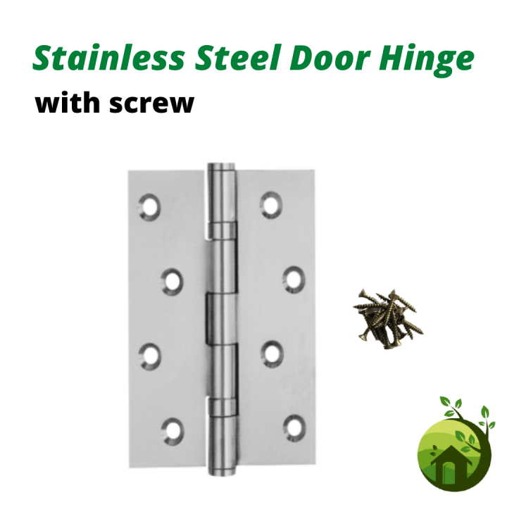 4'' Door Hinge SUS 304 Stainless Steel Door Hinges Engsel Besi Ensel Pintu Plywood / Nyatoh Door