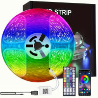 100ft ไฟ LED Strip,ซิงค์เพลง RGB ไฟ LED Strip พร้อมรีโมท IR และการควบคุม App สำหรับห้องตกแต่งบ้านปาร์ตี้เทศกาลตกแต่ง