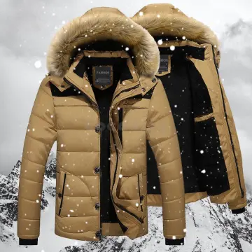 Down jacket with deals fur hood mens