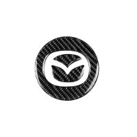 、‘】【； 2Pcs Car Steering Wheel Logo Stickers Carbon Fiber Auto Decorative Styling Decals Sticker For Mazda Axela ATENZA CX-5 CX-4