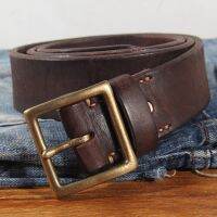 4CM Genuine Leather For Mens High Quality Brass Buckle Jeans Casual Belts Extra Thick Natural Cowhide Designer Rough Style