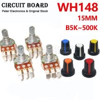 5set/pack WH148 Potentiometer Cap Bent Pin Single With Switch B5K B10K 50K 100K 500K 15MM Sound Volume Potentiometer icpart