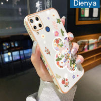 Dienya เคสสำหรับ Realme C15เคสลายการ์ตูนน่ารักน่ารักลายดอกไม้ที่สวยงามและมีสีสันเคสนิ่มขอบสี่เหลี่ยมเคสมือถือกันกระแทกเคสซิลิโคนฝาหลังแบบเต็มเคสกันกระแทกกล้อง