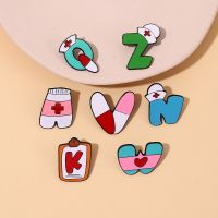 hot【DT】❁  Stethoscope Syringe Bandage Enamel Pins A-Z Medicine Bottle Brooch Badge Lapel Jewelry Doctors Nurses