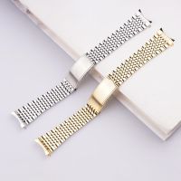 Rolamy 18 20mm 316L Stainless Steel Hollow Curved End Replacement Wrist Watch Band Bracelet Strap For Vintage Omega Geneve