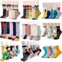 5 Pairs/Set Cartoon Animals Style Women Mid Tube Socks Pop Harajuku Casual Lady Student Short Sock Cotton Meias Calcetines Mujer Socks