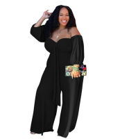 20215xl Plus Size Women Clothing Jumpsuit Women Elegance Wholesale Off Shoulder Solid Wide Leg Overalls One Piece Outfit Dropshpping