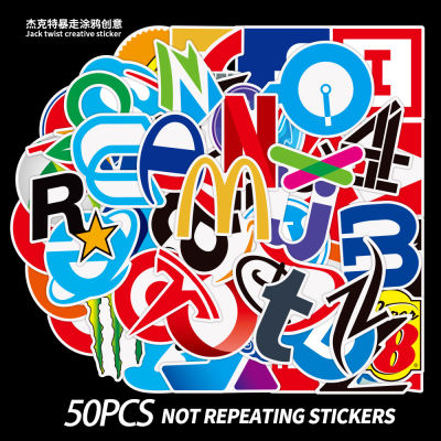 สติ๊กเกอร์ไดคัท สติ๊กเกอร์ แบรนด์ โลโก้ สติ๊กเกอร์ ของเล่นราคาถูก ของเล่น ของสะสม 50 PCS Brand Logo Stickers Programs Data Computer Sticker for DIY
