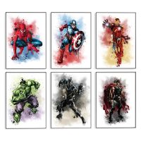 ✥ Marvel Avenger Splash งานศิลปะภาพวาดศิลปะบนผืนผ้าใบ SuperHero ตัวละครพิมพ์โปสเตอร์ภาพผนังศิลปะสำหรับตกแต่งบ้าน