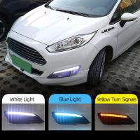 Car Flashing 1 Pair LED DRL Daytime Running Lights Daylight Fog light waterproof For Ford Fiesta 2013 2014 2015 2016