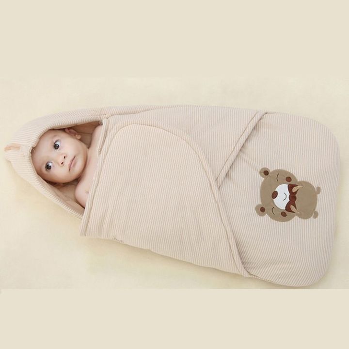 bm-ผ้าห่มห่อเด็กทารกเสื้อคลุมผ้าฝ้ายถุงนอนสำหรับอุ้มเด็กทารกยกผ้านวม-selimut-bayi-baru-lahir-หนาห่อตัวฤดูใบไม้ร่วงและฤดูหนาว