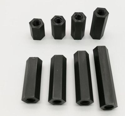 25-100pcs M3 M4 Black Nylon Standoff Female To Female Isolation Column PC Spacing Column Nut Plastic Spacer Long Hex Nut Nails Screws Fasteners