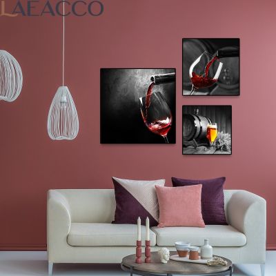 Laeacco Canvas Painting Modern Style Red Wine Glass Art Posters Prints For Living Room Restaurant Wall Pictures Home Art Decor