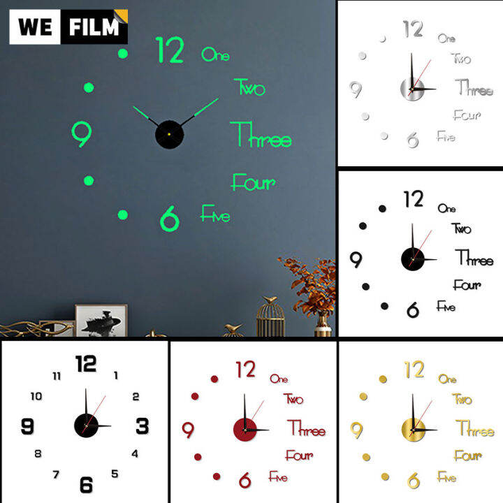 3D Wall Clock Luminous Frameless Wall Clocks DIY Digital Clock Wall