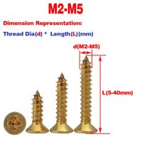 Sekrup Tapping kepala datar kuningan sekrup M2-M5 Silang kepala Countersunk