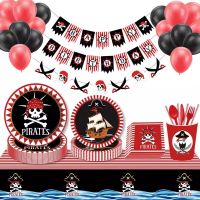 【JIU YU】✸  Descartável talheres pirata tema para festa de aniversário decoração suprimentos guardanapos pratos de papel para as crianças