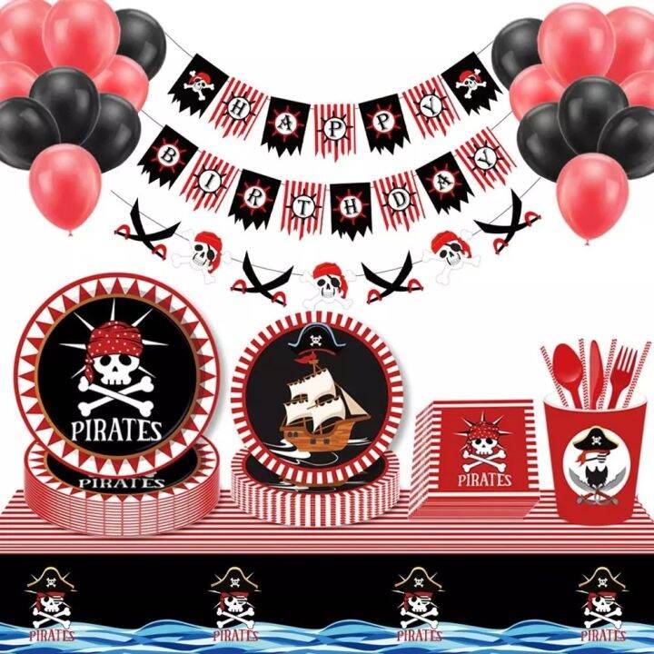 pirate-theme-party-disposable-tableware-birthday-party-decorations-kids-party-supplies-napkins-paper-plates-birthday-decoration