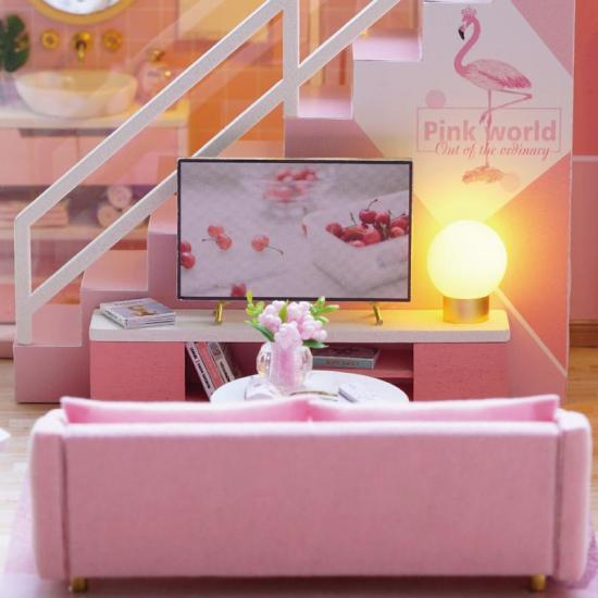 Girl doll house furniture toy diy miniature room diy wooden dollhouse l027 - ảnh sản phẩm 9