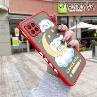 Jjlingji เคสปลอกสำหรับ Samsung กาแลคซี A22 4G A22 5G เคส M22ลายชาดำขอบสี่เหลี่ยมบางมีน้ำค้างแข็งโปร่งใสแข็งลายปลอกซิลิโคนกันกระแทกเคสนิ่มป้องกันคลุมทั้งหมด