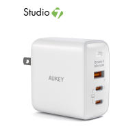 AUKEY Wall USB Charger 1 USB-A / 2 USB-C (PD65W) GaN Tech White (PA-B6T WH) by Studio 7