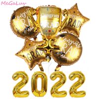 （A Decent） Gold Graduation Balloons Set Round Star Helium Foil BalloonOf 2022Graduation Party Decorations Supplies