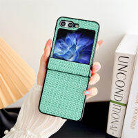 เคสโทรศัพท์พับได้ลายสก๊อตแฟชั่นสุดหรูลายสาวมีสีสันสีทึบเคสปลอกคอกันสุนัขเลียนิ่มลายสก๊อตสำหรับ Samsung Galaxy 5G Moblie Phone Z Flip5 4 3โทรศัพท์ป้องกันทุกส่วนของเครื่องเคส Samsung Galaxy