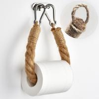 Toilet Paper Roll Holder Toilet Paper Holder Vintage Style Bathroom Towel Rack 40/50/60/70cm Wall Mount Woven Hanging Rope Decor