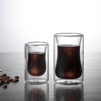 【CW】❄  Wall Glass Mugs Set Espresso Insulated Cup Resistant Handle Mug Cappuccino Beverage