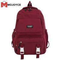 MOJOYCEUnisex กระเป๋าเป้วิทยาลัยสายรัดปรับได้เรียบง่ายกระเป๋าหนังสือหลายกระเป๋าความจุมากสีทึบสำหรับวัยรุ่นนักเรียน