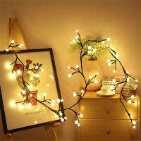 ZZOOI 2.5M 60Bulbs LED Glowing Ball Branch Rattan Light Solar Firecracker String Light Fairy Garland Light For Wedding Xmas Party Home