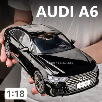 1:18 Audi A6L Alloy Model Car Metal Diecast Vehicle Toys With Sound &amp; Light Pull Back Function Car Toy For Boys Gift Collection